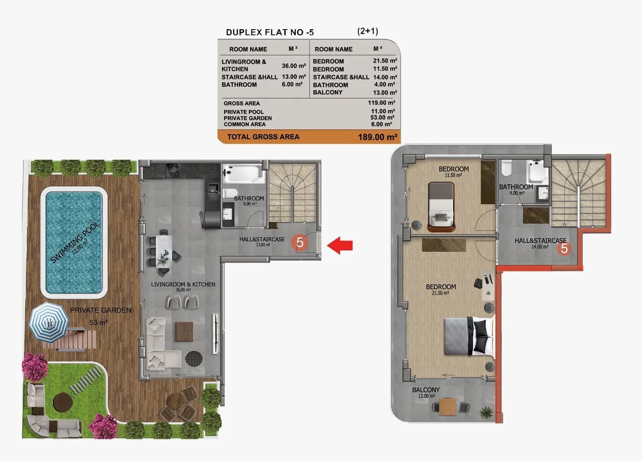 Floor plan — Garden duplexes 2+1